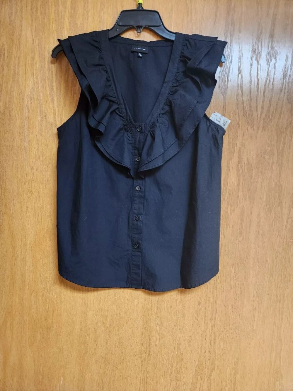 Black Ruffled Sleeveless Top